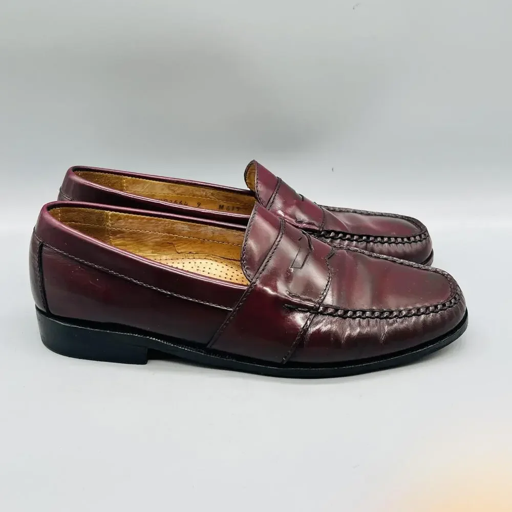 Cole Haan Shoes Mens 9 Red Leather Penny Loafers Slip On Dress Classic Vintage